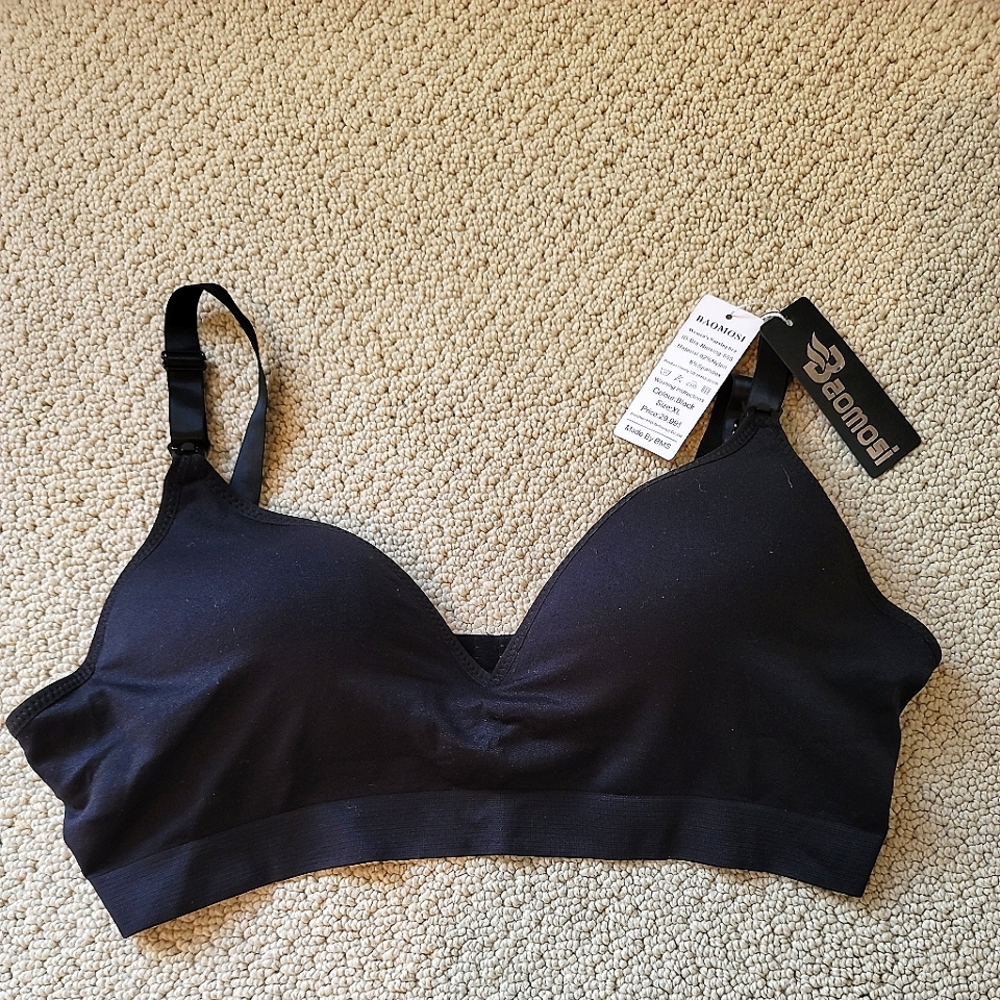 BAOMOSI Seamless Nursing Maternity Bra Size XL Black 605